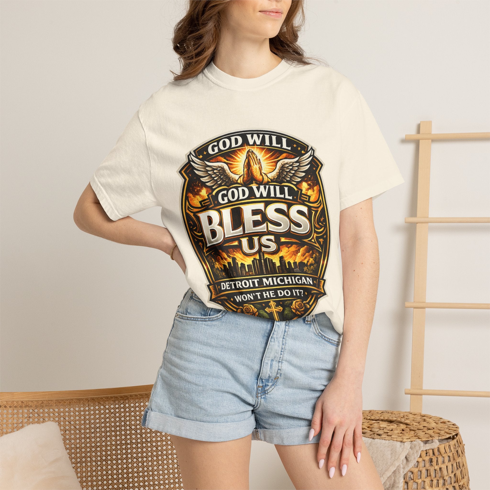 God Is Good T-Shirt — Inspirational Religious Tee with 'God Will Bless Us' Design
