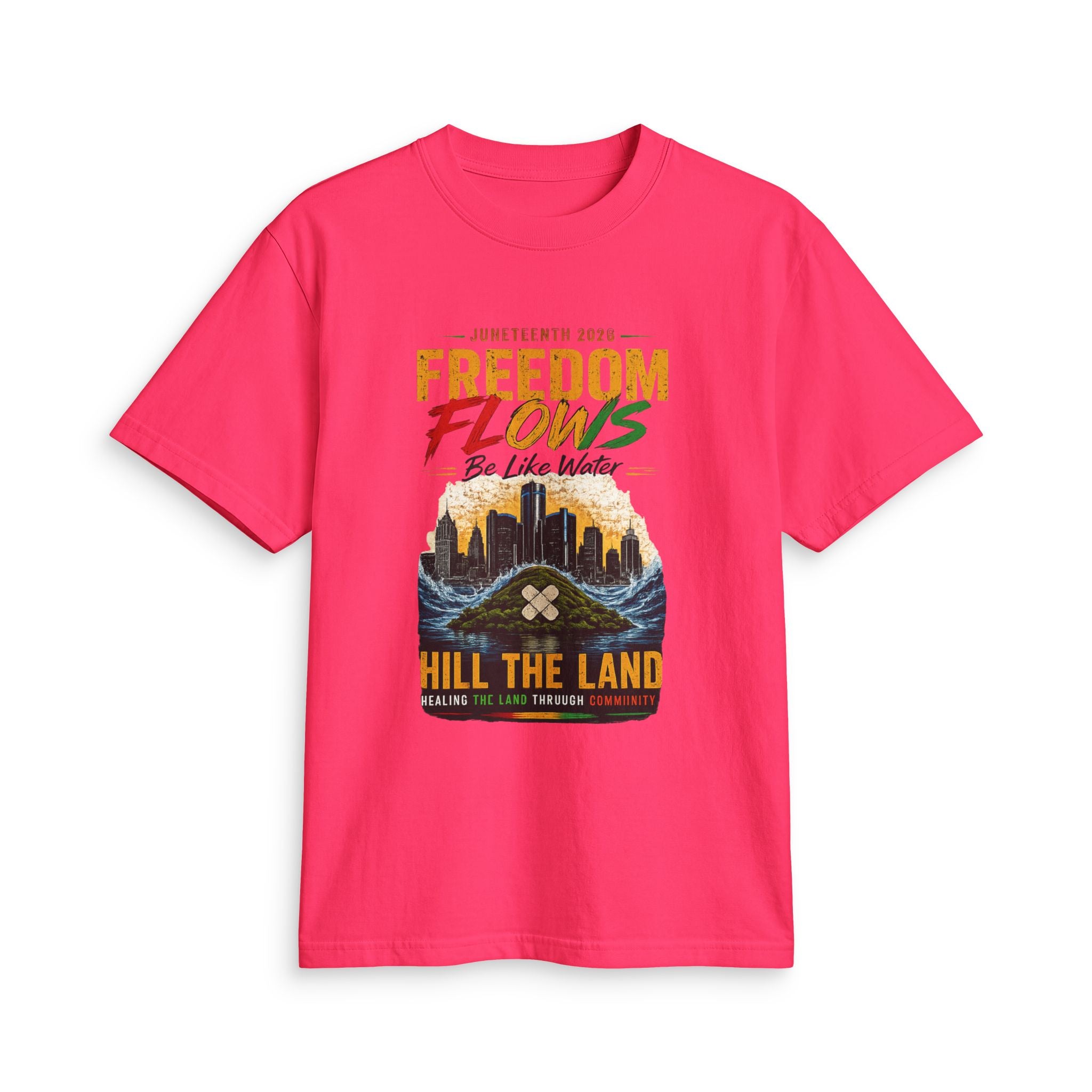 Freedom Flows Juneteenth T-Shirt — "Be Like Water" Detroit Hill The Land