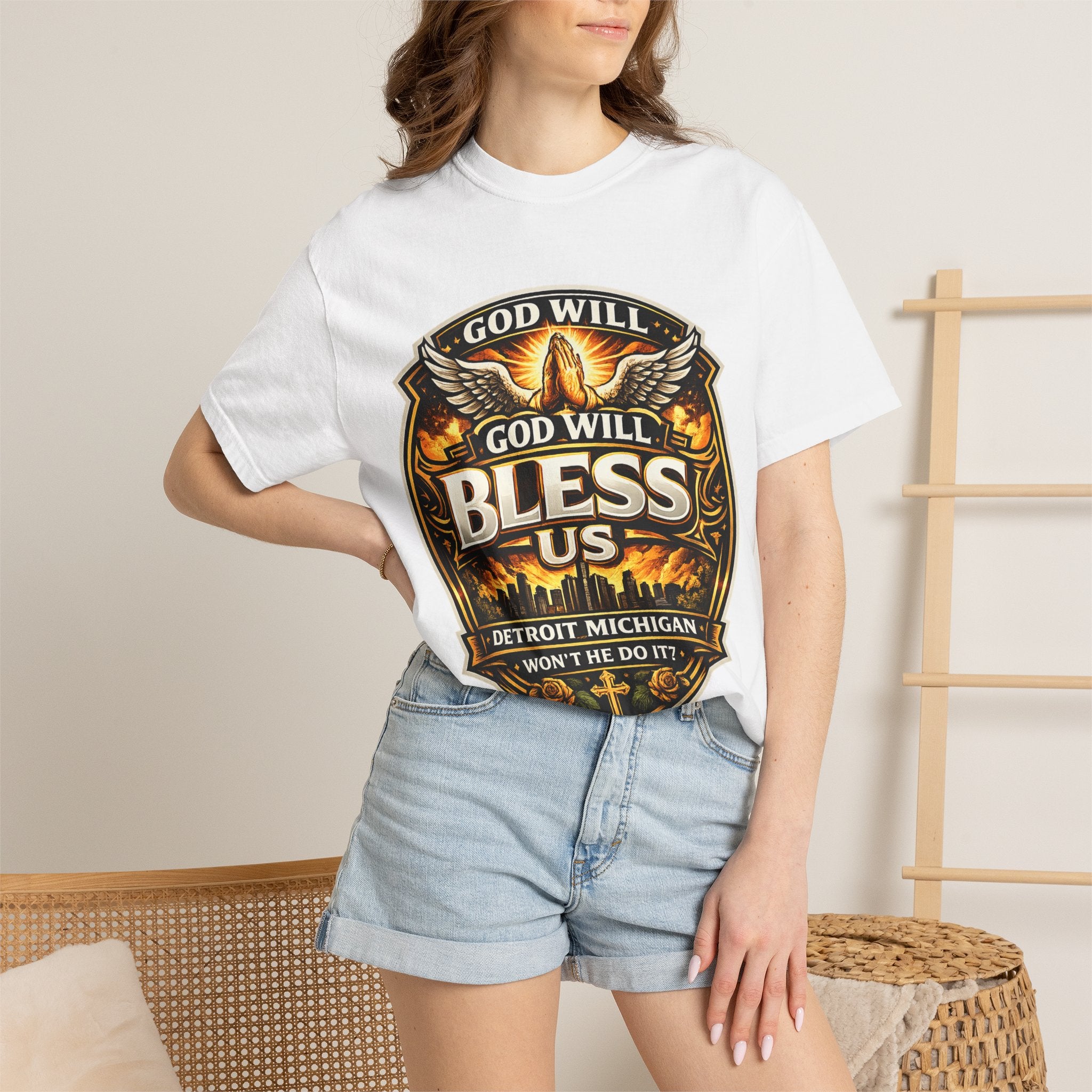 God Is Good T-Shirt — Inspirational Religious Tee with 'God Will Bless Us' Design
