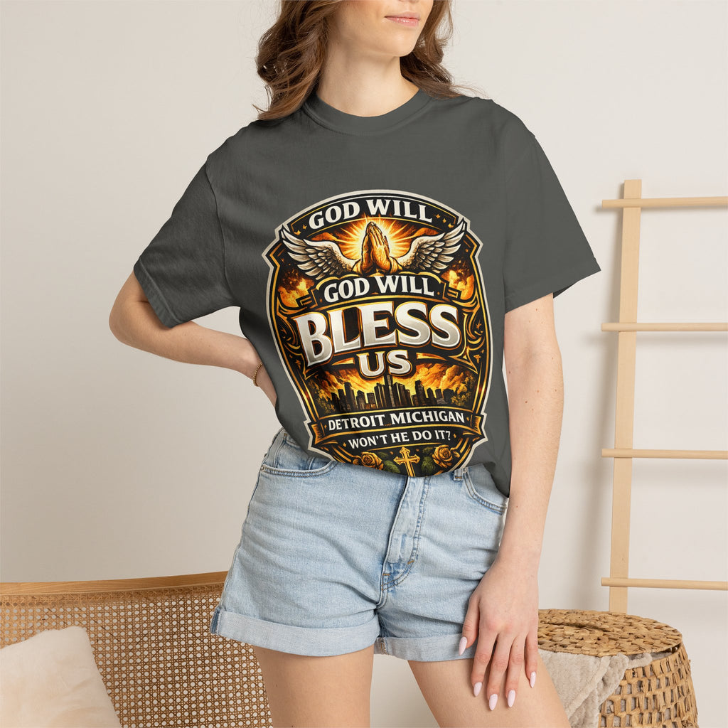 God Is Good T-Shirt — Inspirational Religious Tee with 'God Will Bless Us' Design
