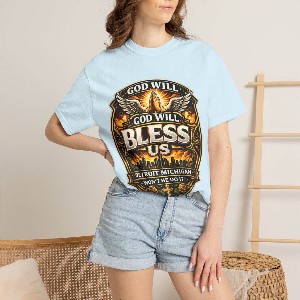 God Is Good T-Shirt — Inspirational Religious Tee with 'God Will Bless Us' Design