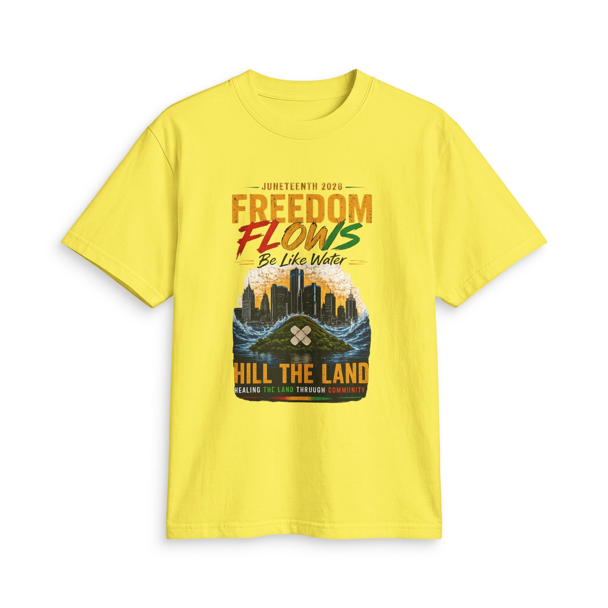 Freedom Flows Juneteenth T-Shirt — "Be Like Water" Detroit Hill The Land