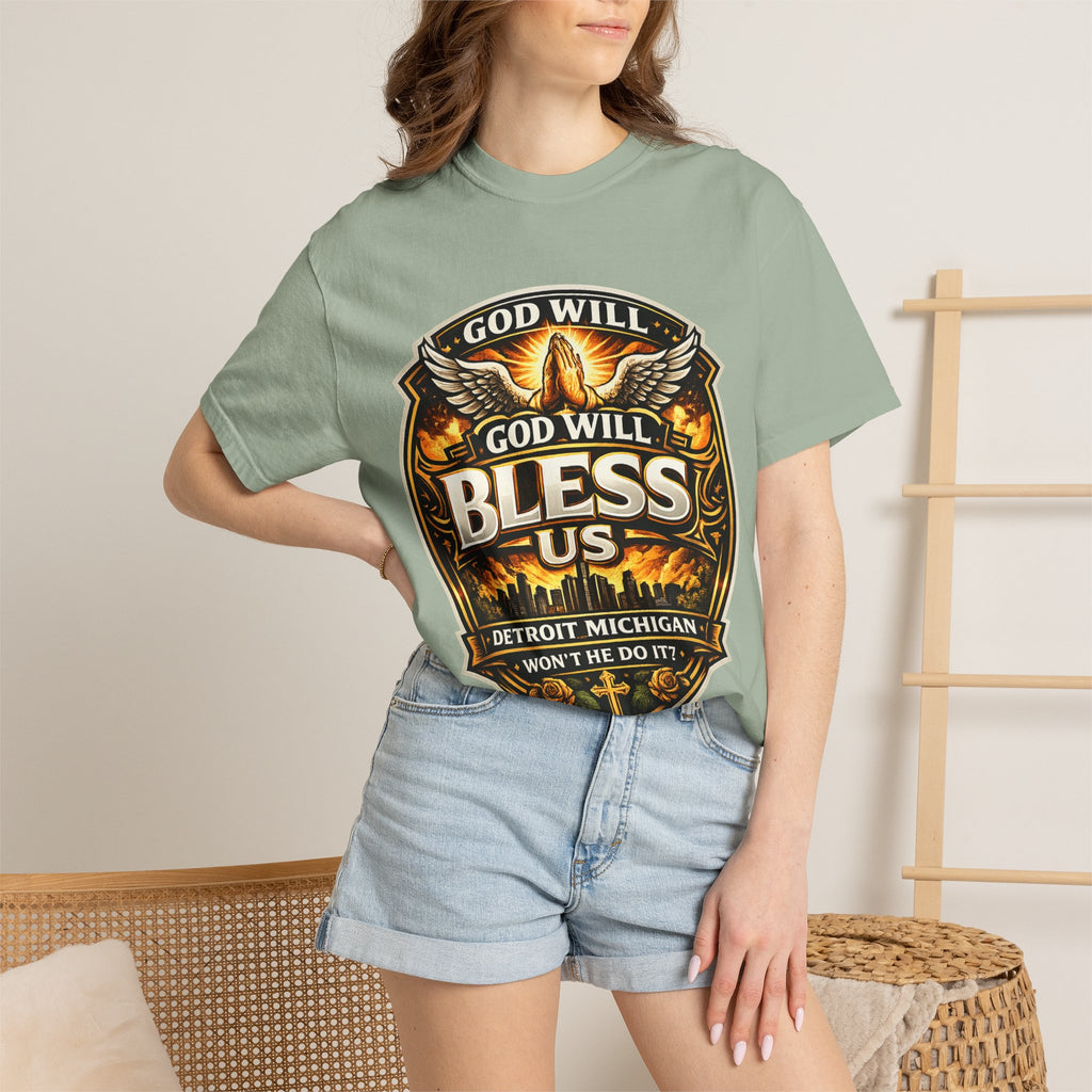 God Is Good T-Shirt — Inspirational Religious Tee with 'God Will Bless Us' Design