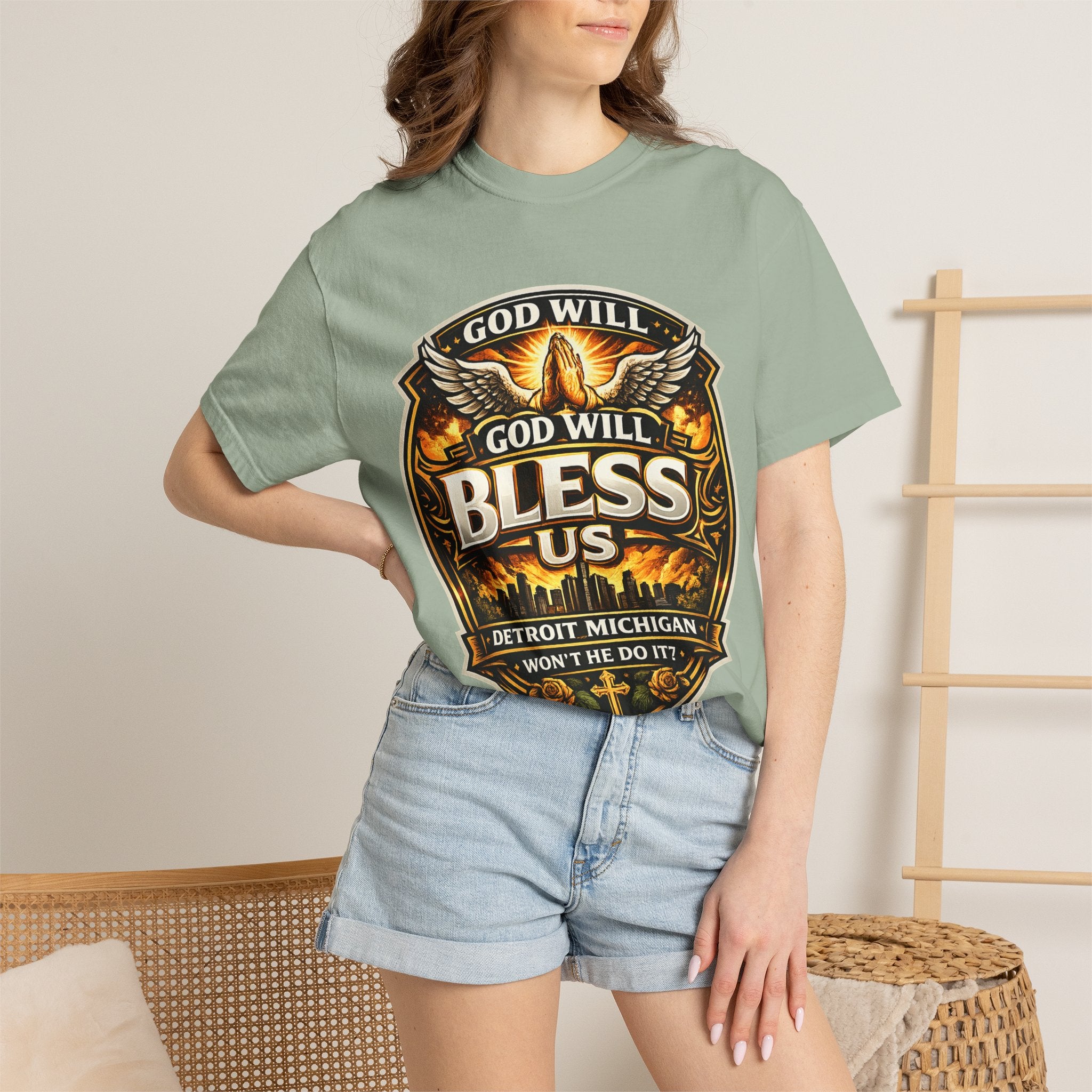 God Is Good T-Shirt — Inspirational Religious Tee with 'God Will Bless Us' Design