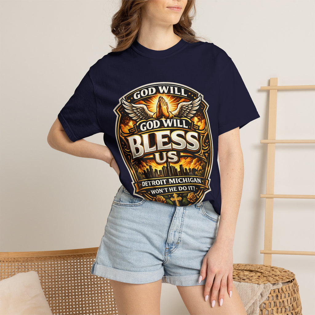 God Is Good T-Shirt — Inspirational Religious Tee with 'God Will Bless Us' Design