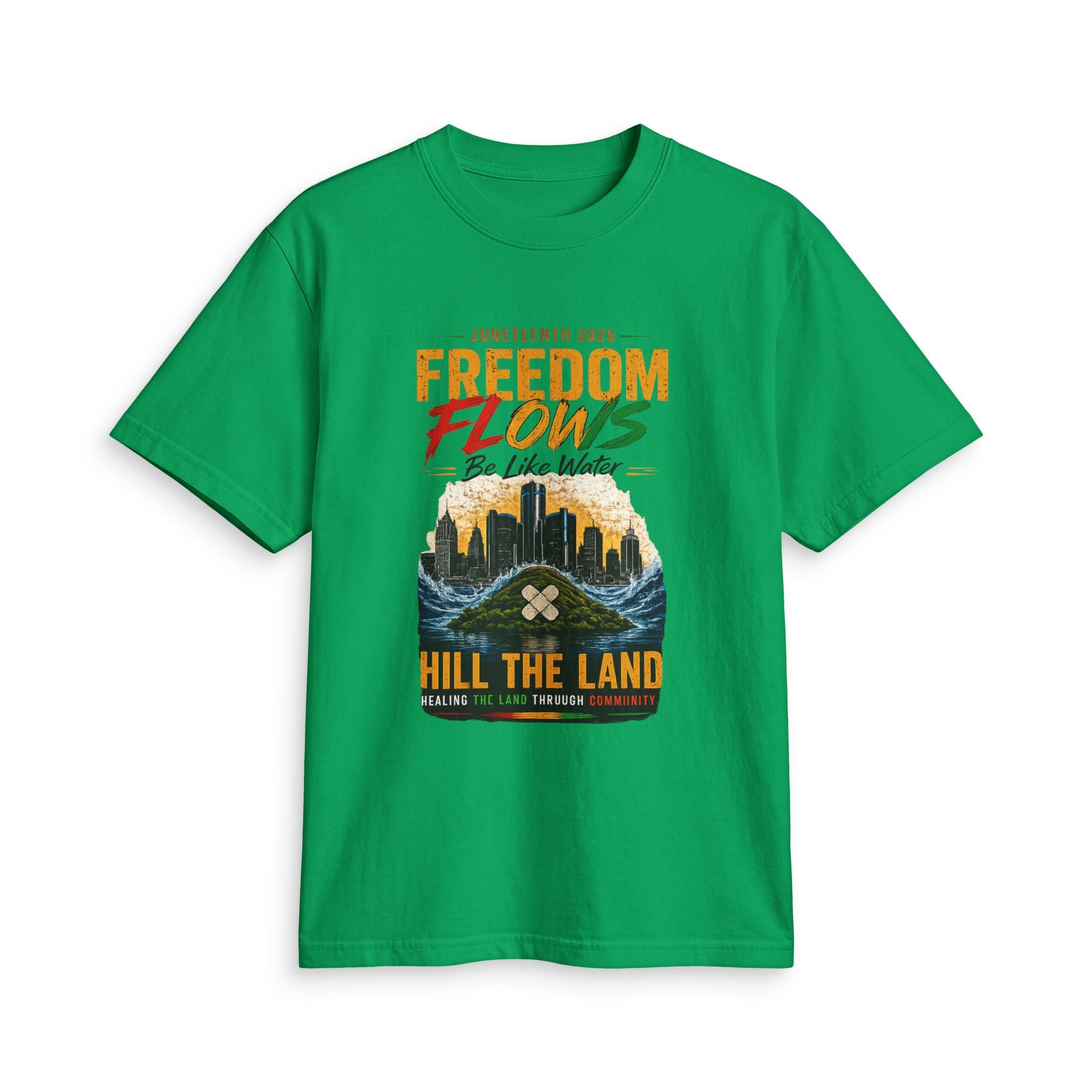 Freedom Flows Juneteenth T-Shirt — "Be Like Water" Detroit Hill The Land