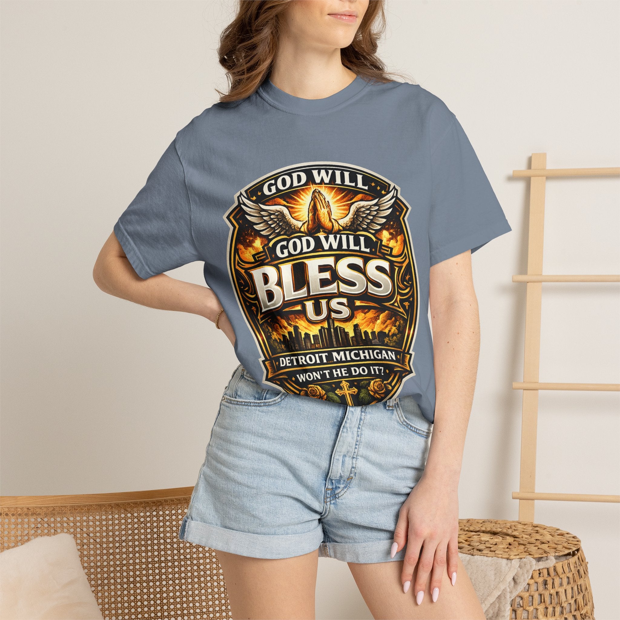 God Is Good T-Shirt — Inspirational Religious Tee with 'God Will Bless Us' Design