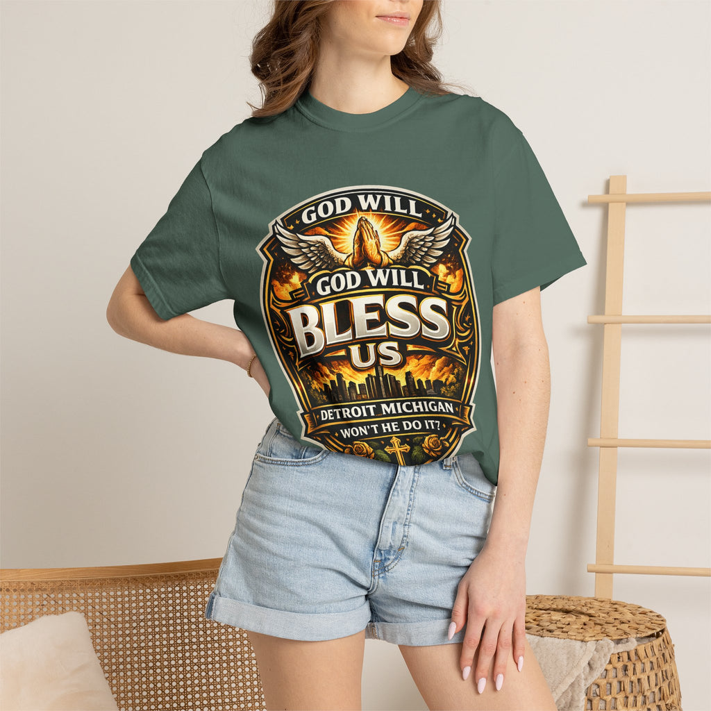 God Is Good T-Shirt — Inspirational Religious Tee with 'God Will Bless Us' Design