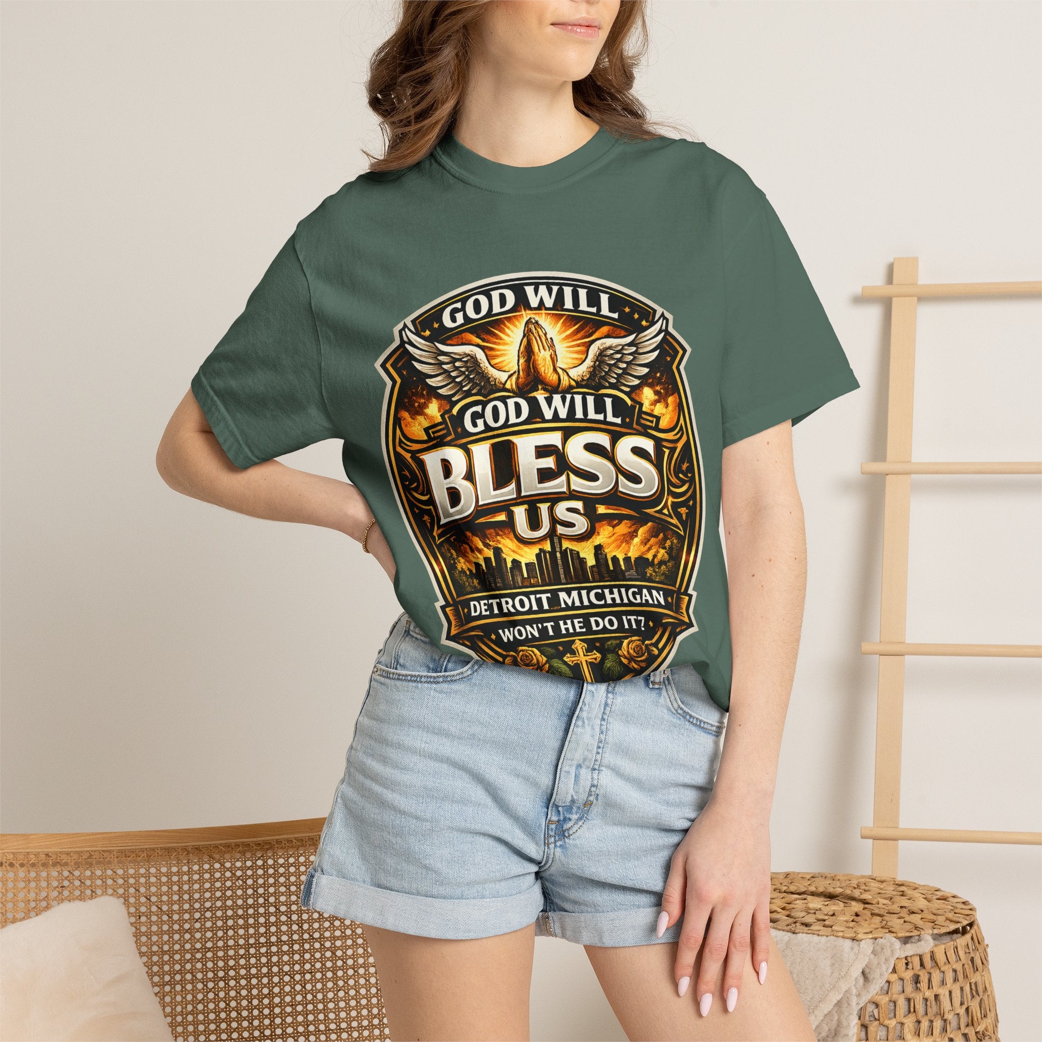 God Is Good T-Shirt — Inspirational Religious Tee with 'God Will Bless Us' Design
