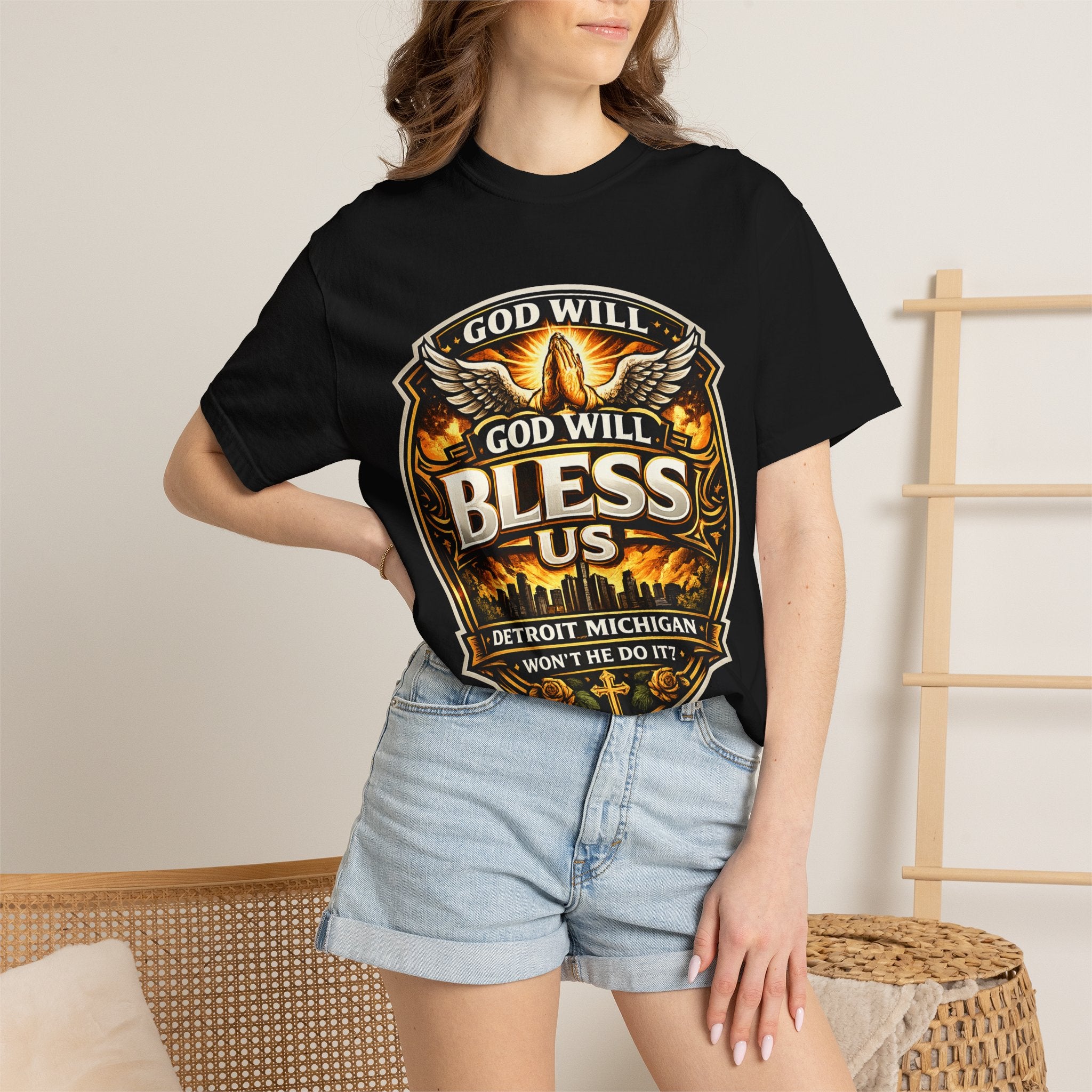 God Is Good T-Shirt — Inspirational Religious Tee with 'God Will Bless Us' Design