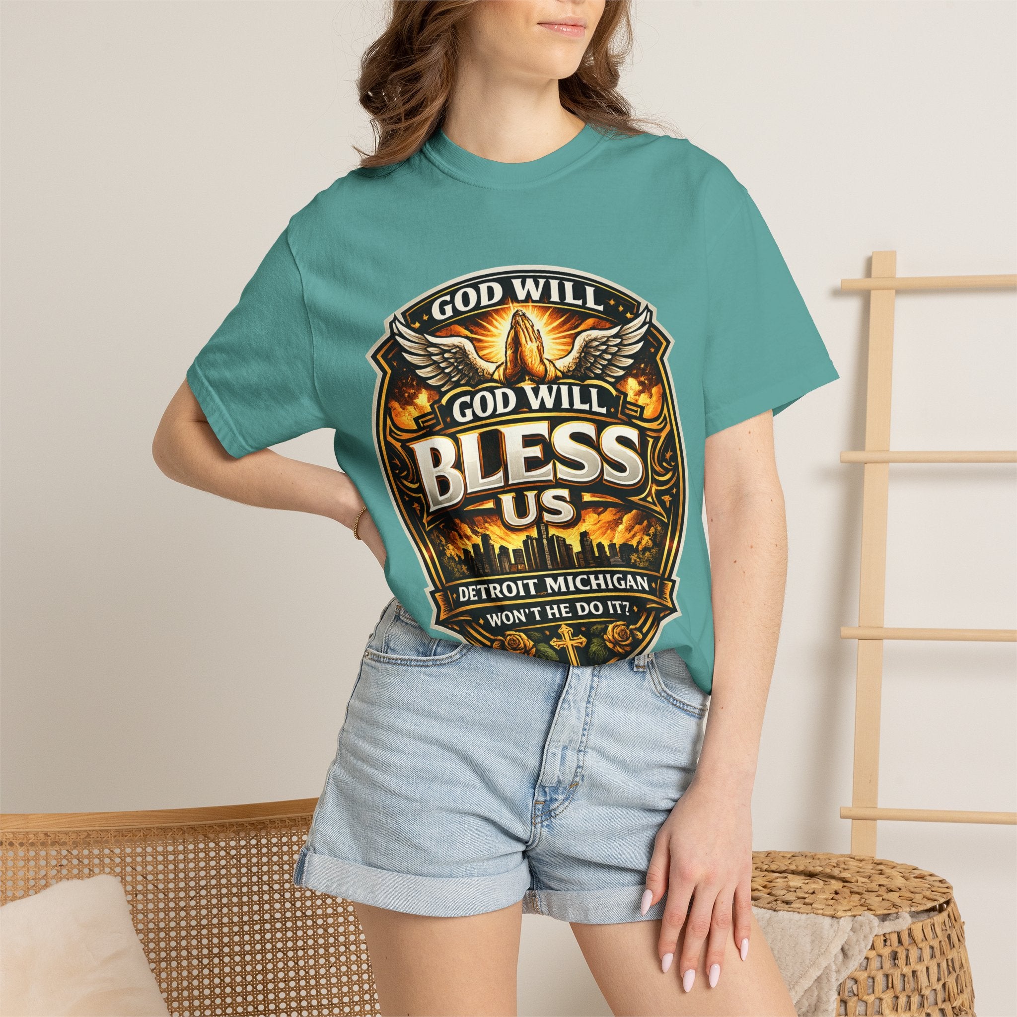 God Is Good T-Shirt — Inspirational Religious Tee with 'God Will Bless Us' Design