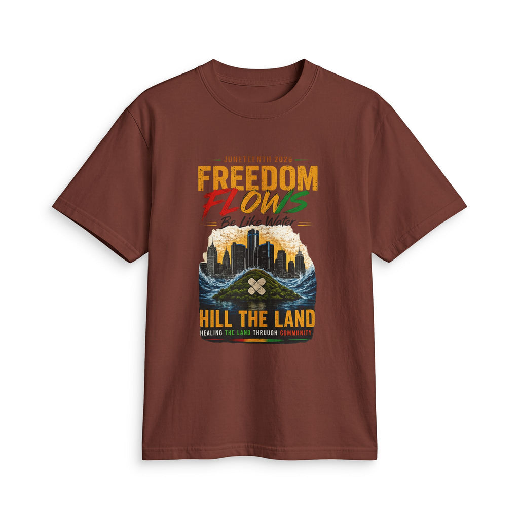 Freedom Flows Juneteenth T-Shirt — "Be Like Water" Detroit Hill The Land